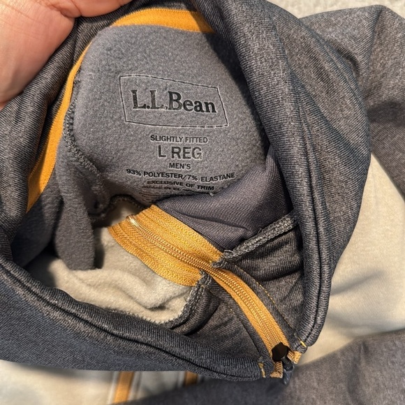 LL Bean Little Donkey Andy Men's Half Zip Pullover Men's Beige and Gray Sweater - Picture 3 of 4